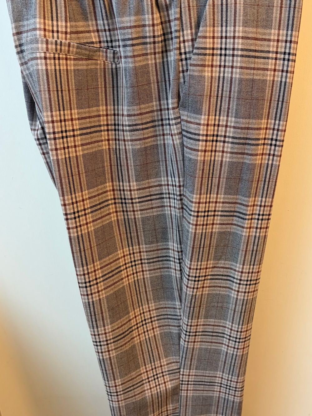 Jules & Leopold Women’s pull on pants with side, slit Gray, Brown & Cream - Picture 2 of 11